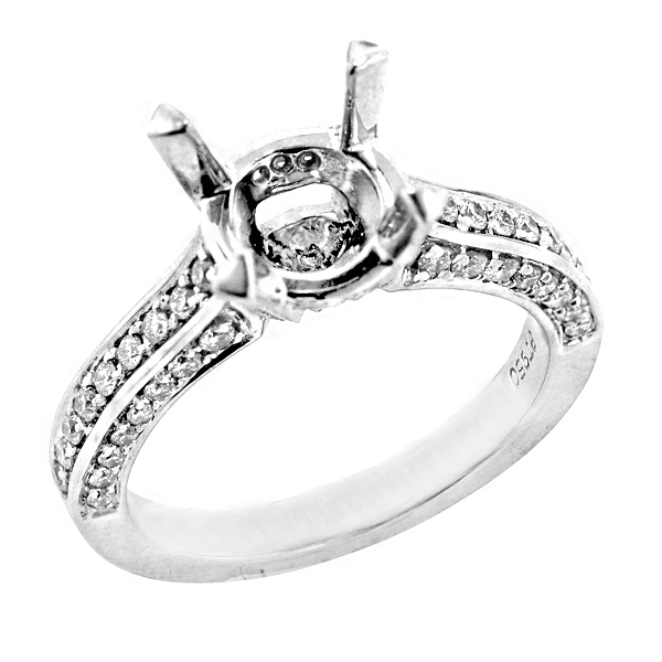 View Traditional Two Prong Share Diamond Engagement Ring in Platinum