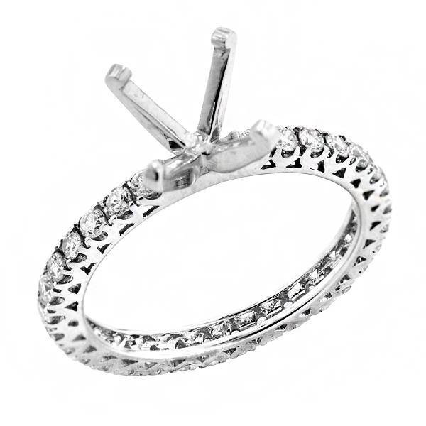 View Traditional Four Prong Diamond Engagement Ring in 18K White Gold