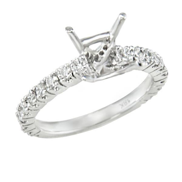 View Traditional Four Prong Diamond Engagement Ring in 18K White Gold