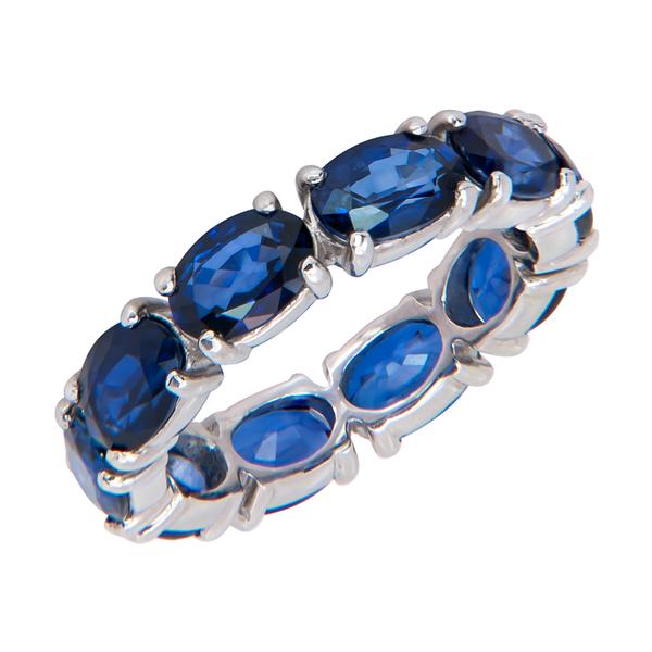 View Custom Made Oval Shape Sapphire Eternity Band set in Platinum