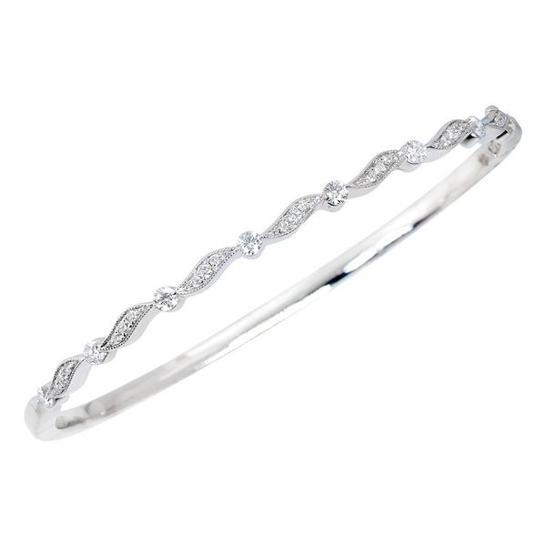 View 18k White Gold Diamond Bangle With a Wave Dsign